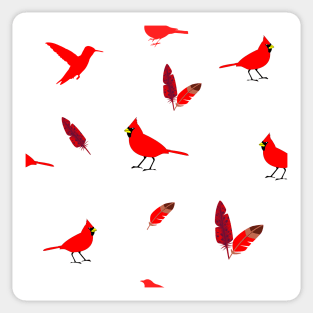 Red Feather Sparrow Sticker